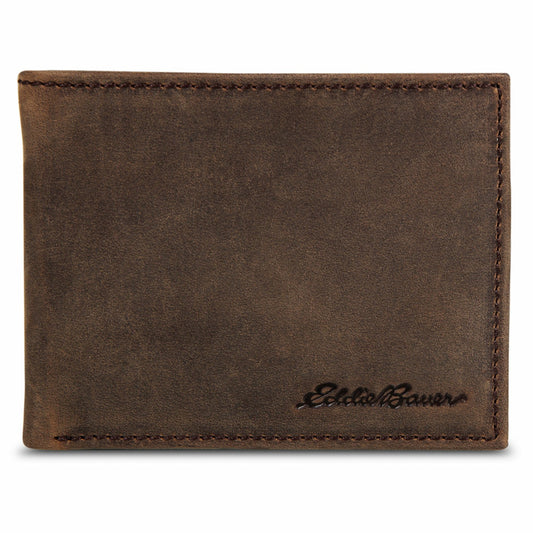 Eddie Bauer Leather Removable Passcase Wallet with Embossed Sasquatch