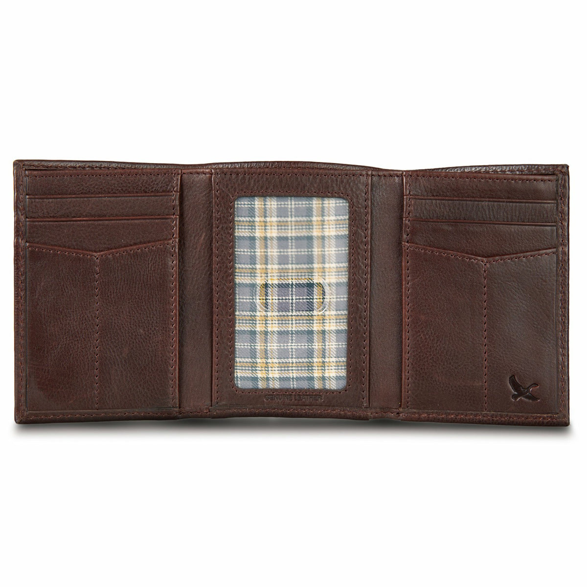Eddie Bauer EB Signature Logo Leather Trifold Wallet
