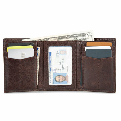 Eddie Bauer EB Signature Logo Leather Trifold Wallet
