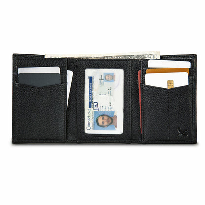 Eddie Bauer EB Signature Logo Leather Trifold Wallet