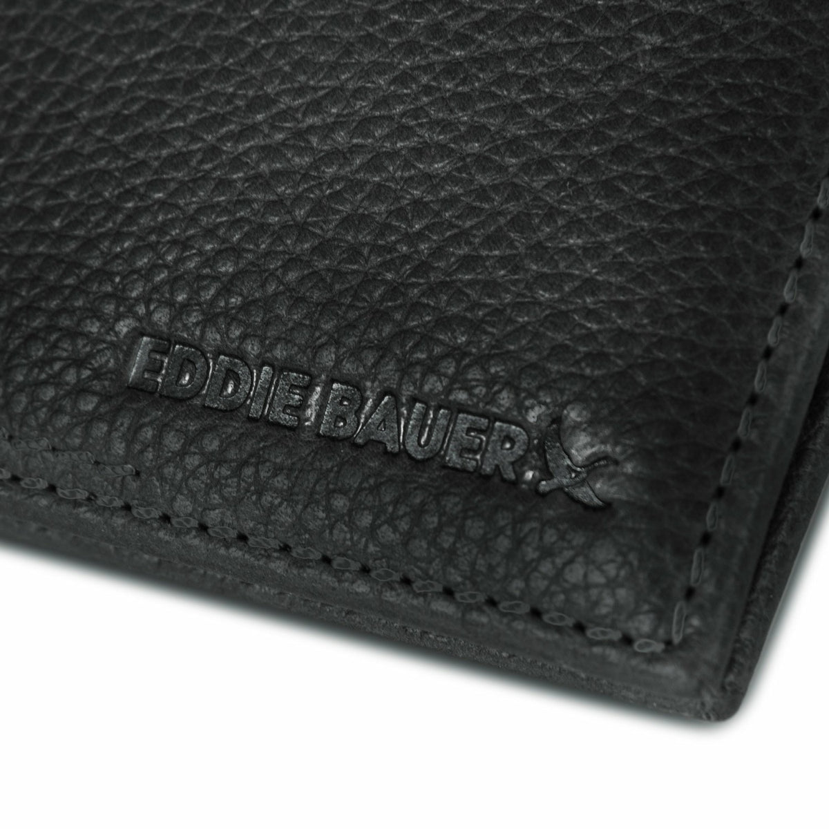 Eddie Bauer EB Signature Logo Leather Trifold Wallet