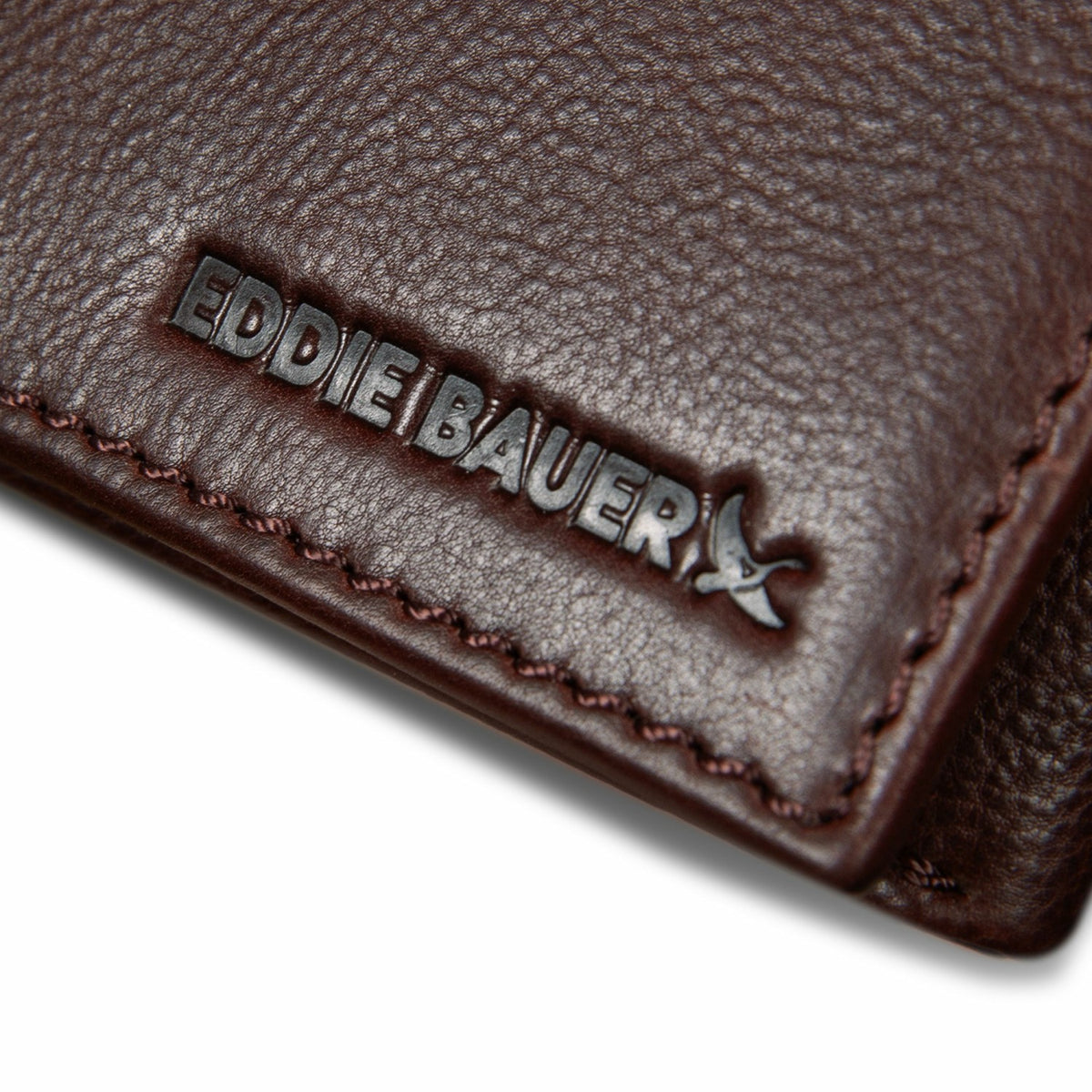 Eddie Bauer EB Signature Logo Leather Trifold Wallet