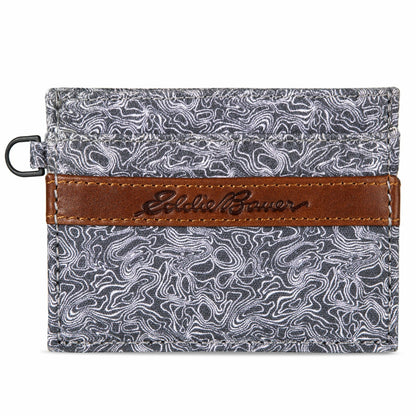 Eddie Bauer Pioneer Leather and Printed Cotton Canvas Card Case
