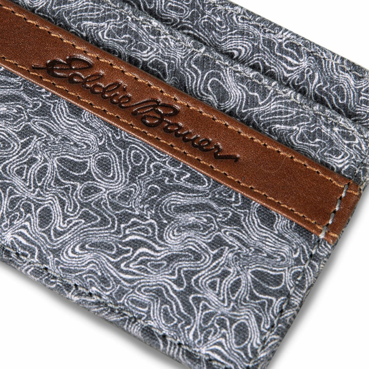 Eddie Bauer Pioneer Leather and Printed Cotton Canvas Card Case