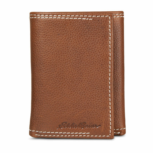 Eddie Bauer EB Signature Top Stitch Leather Trifold Wallet