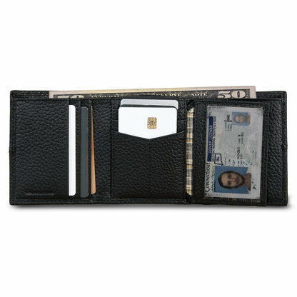 Eddie Bauer EXTRA CAPACITY RUGGED LEATHER TRIFOLD WITH FLIP ID