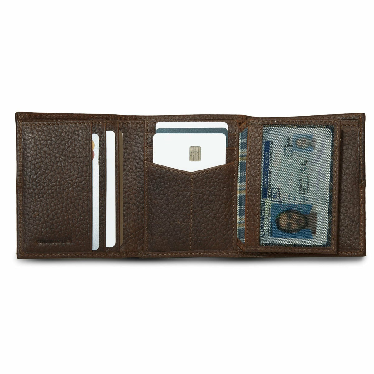 Eddie Bauer EXTRA CAPACITY RUGGED LEATHER TRIFOLD WITH FLIP ID