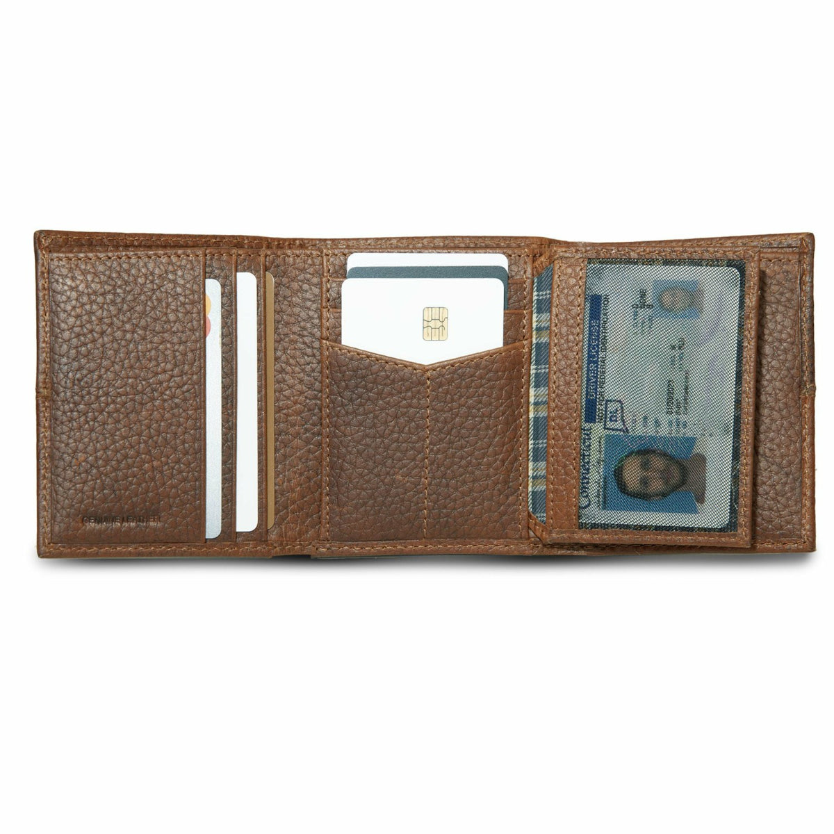 Eddie Bauer EXTRA CAPACITY RUGGED LEATHER TRIFOLD WITH FLIP ID