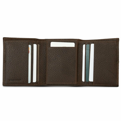 Eddie Bauer EXTRA CAPACITY RUGGED LEATHER TRIFOLD WITH FLIP ID