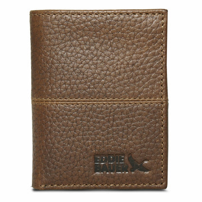 Eddie Bauer EXTRA CAPACITY RUGGED LEATHER TRIFOLD WITH FLIP ID
