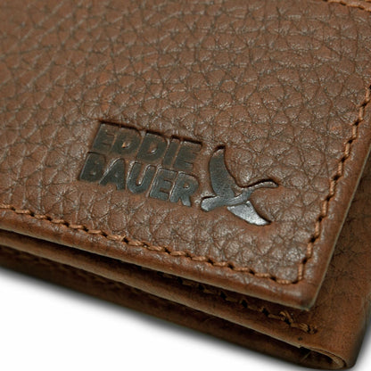 Eddie Bauer EXTRA CAPACITY RUGGED LEATHER TRIFOLD WITH FLIP ID