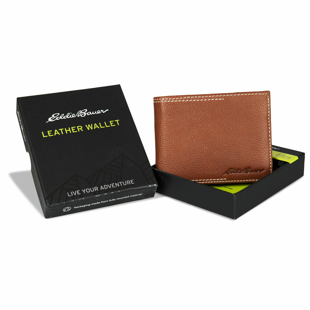 Eddie Bauer EB Signature Top Stitch Leather Passcase Wallet