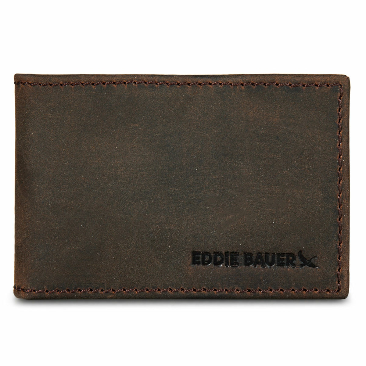Eddie Bauer Money Clip Bifold Leather Wallet with Embossed Sasquatch