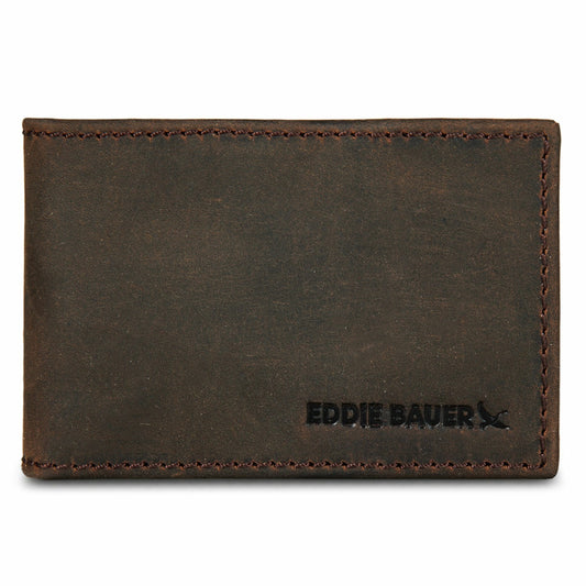 Eddie Bauer Money Clip Bifold Leather Wallet with Embossed Sasquatch