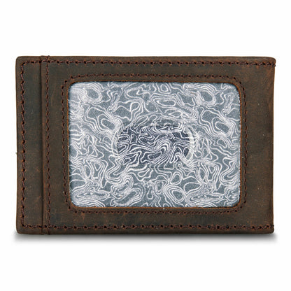Eddie Bauer Money Clip Bifold Leather Wallet with Embossed Sasquatch