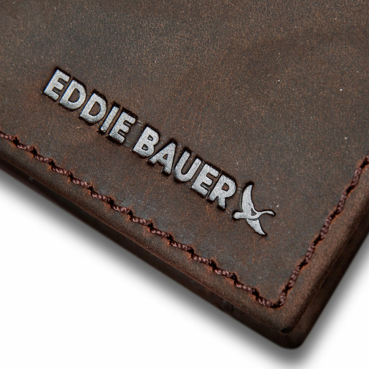 Eddie Bauer Money Clip Bifold Leather Wallet with Embossed Sasquatch