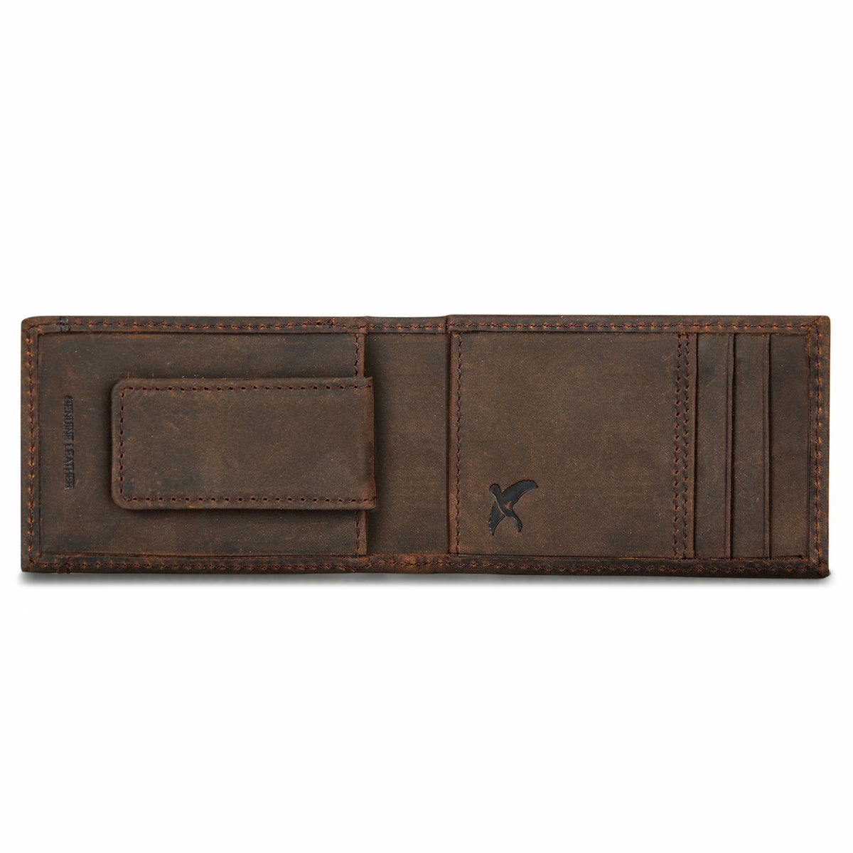 Eddie Bauer Money Clip Bifold Leather Wallet with Embossed Sasquatch