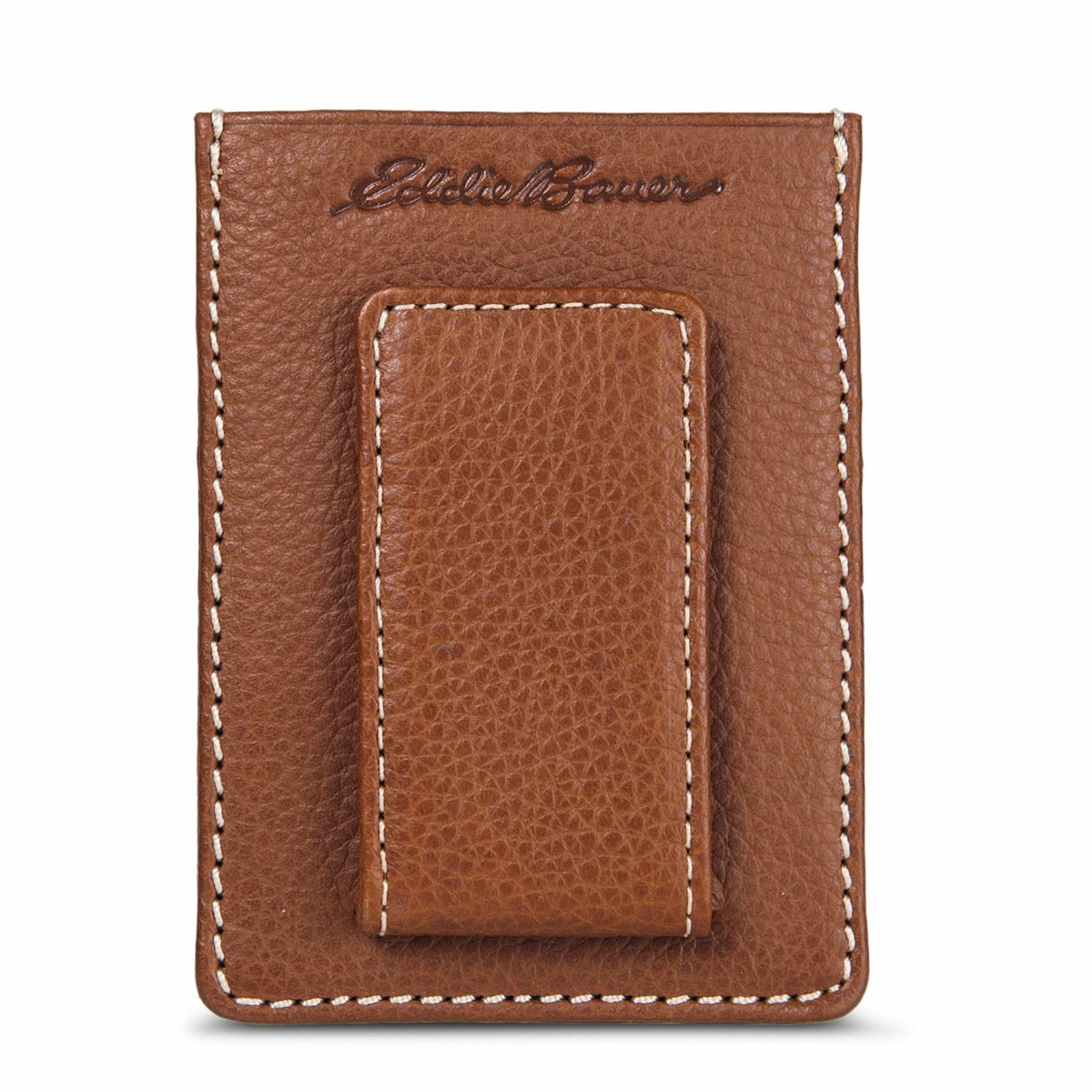 Eddie Bauer EB Signature Top Stitch Magnetic Leather Card Case