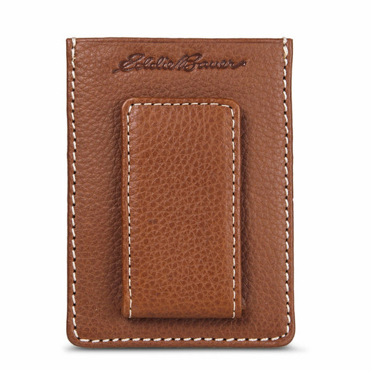 Eddie Bauer EB Signature Top Stitch Magnetic Leather Card Case