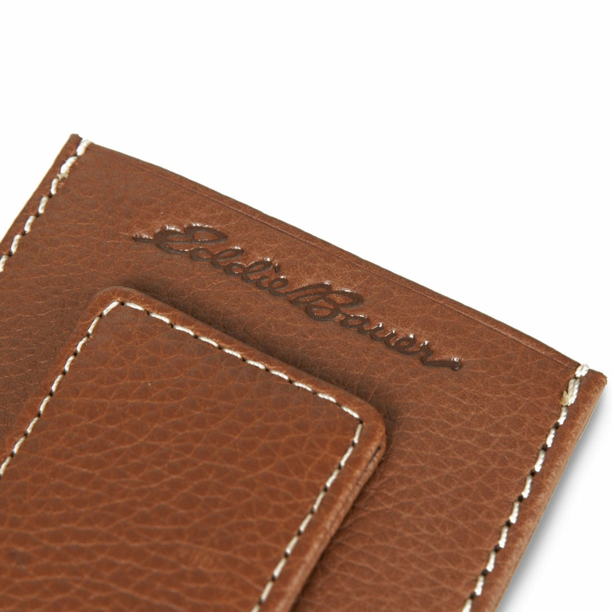 Eddie Bauer EB Signature Top Stitch Magnetic Leather Card Case