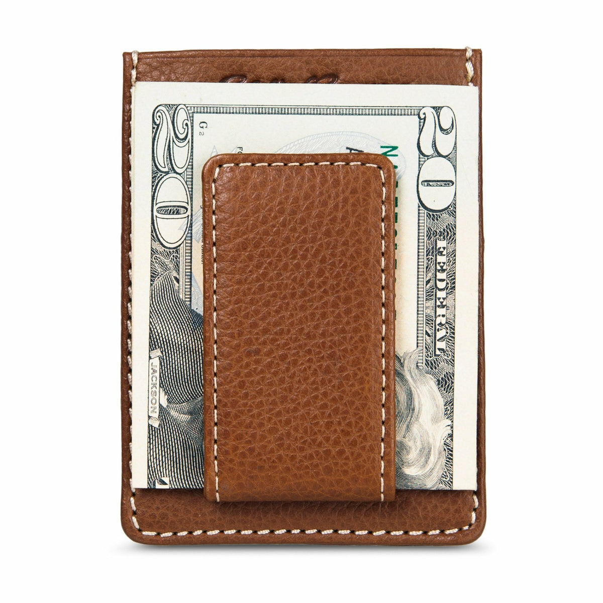 Eddie Bauer EB Signature Top Stitch Magnetic Leather Card Case
