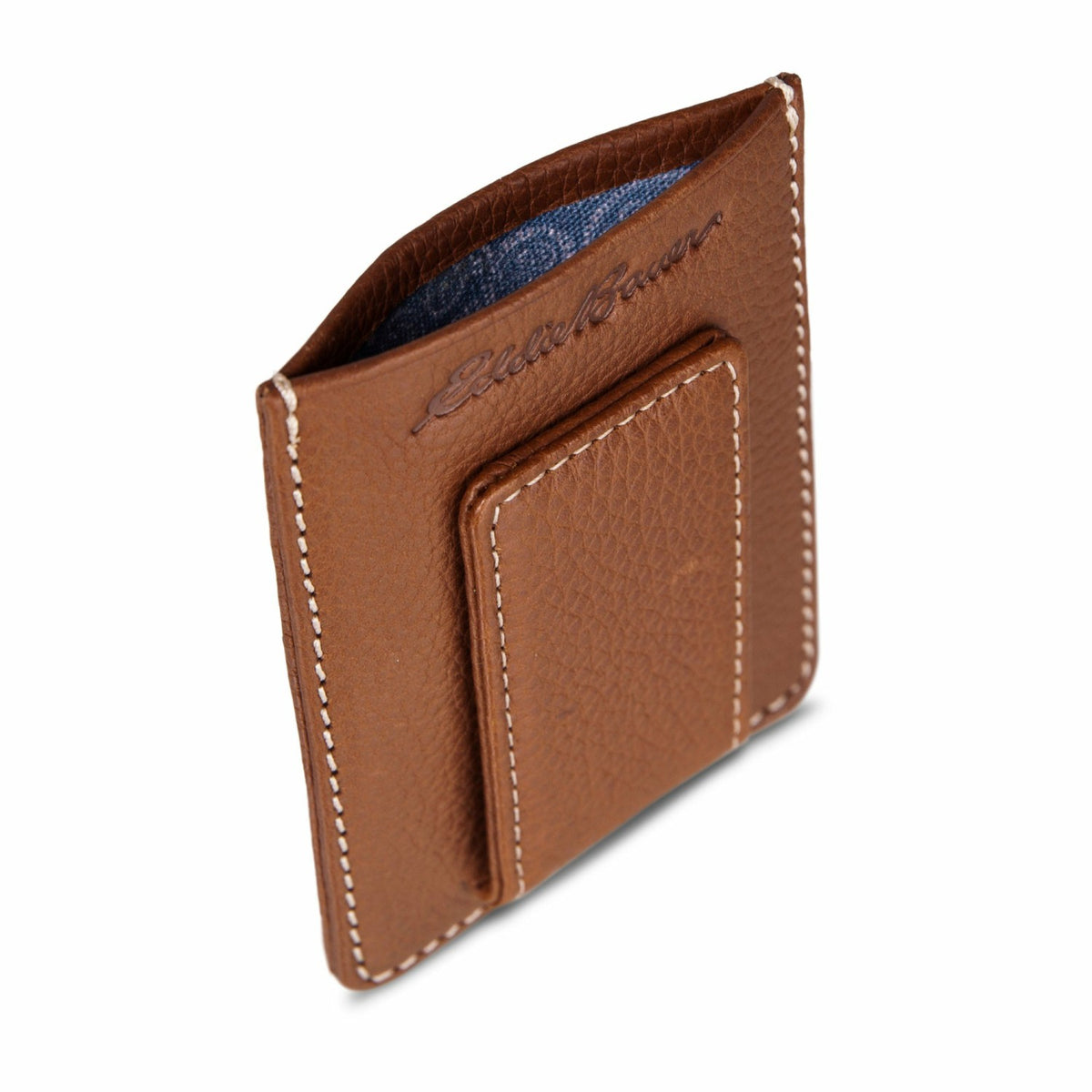 Eddie Bauer EB Signature Top Stitch Magnetic Leather Card Case