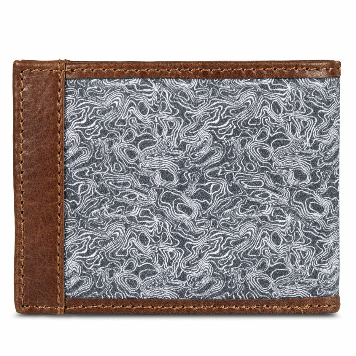 Eddie Bauer Pioneer Leather and Printed Cotton Canvas Passcase Wallet