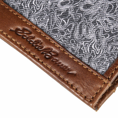 Eddie Bauer Pioneer Leather and Printed Cotton Canvas Passcase Wallet