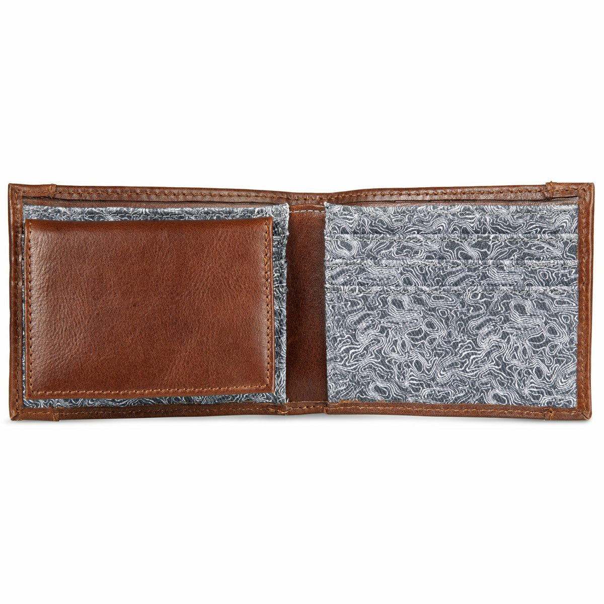 Eddie Bauer Pioneer Leather and Printed Cotton Canvas Passcase Wallet