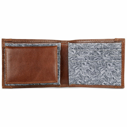 Eddie Bauer Pioneer Leather and Printed Cotton Canvas Passcase Wallet