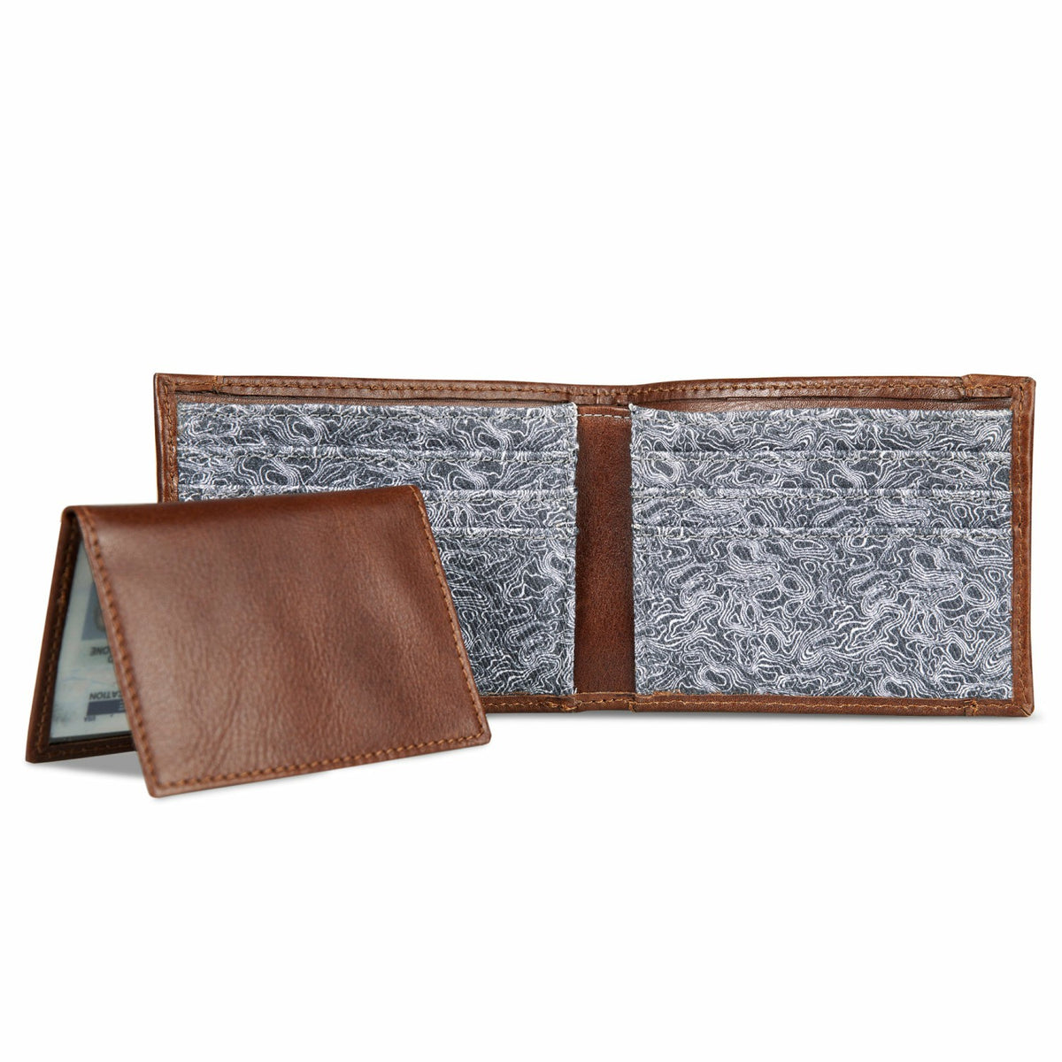 Eddie Bauer Pioneer Leather and Printed Cotton Canvas Passcase Wallet