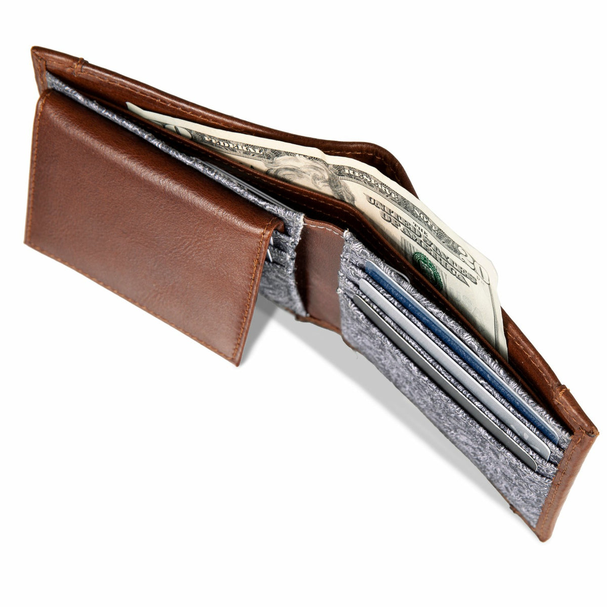 Eddie Bauer Pioneer Leather and Printed Cotton Canvas Passcase Wallet