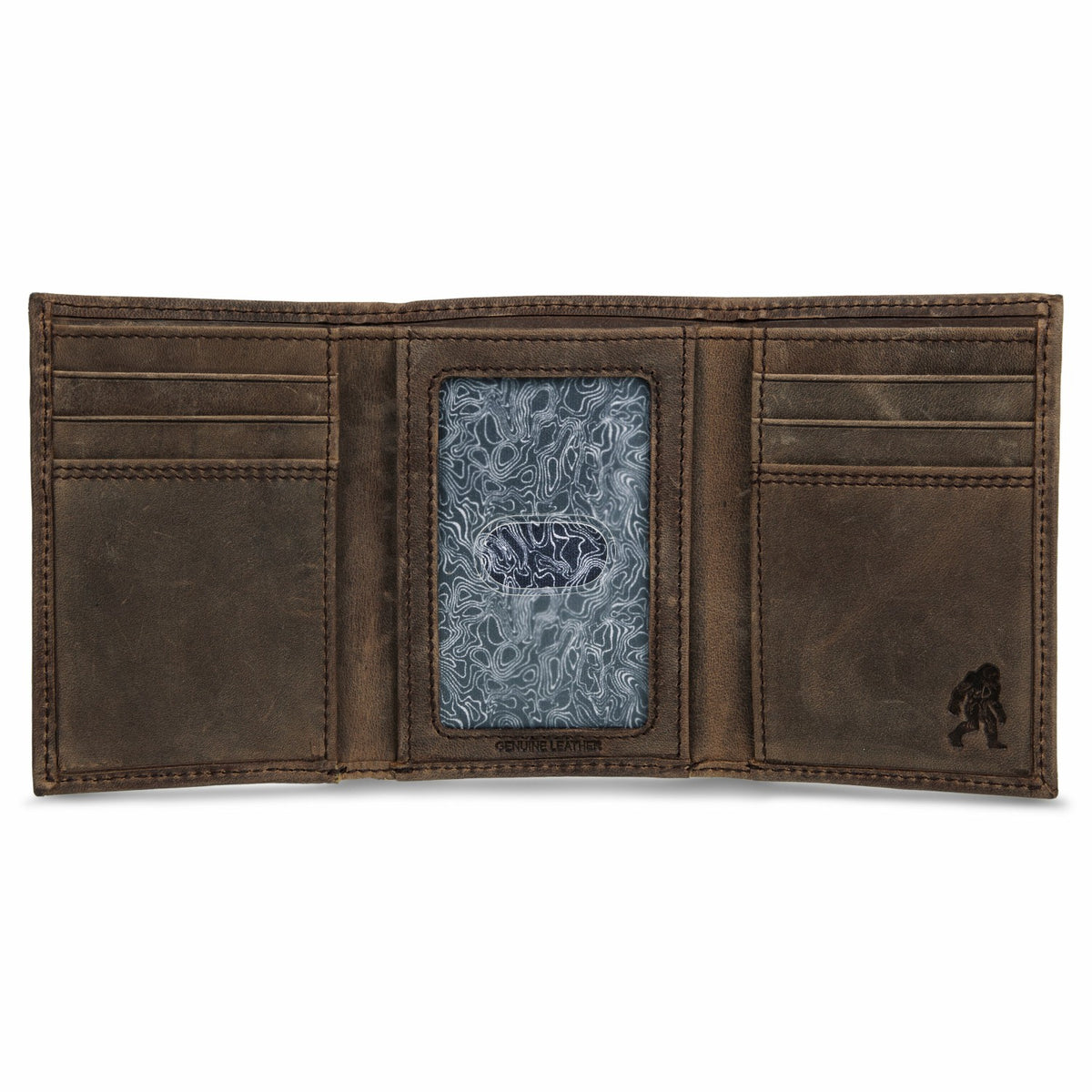 Eddie Bauer Leather Trifold Wallet with Embossed Sasquatch