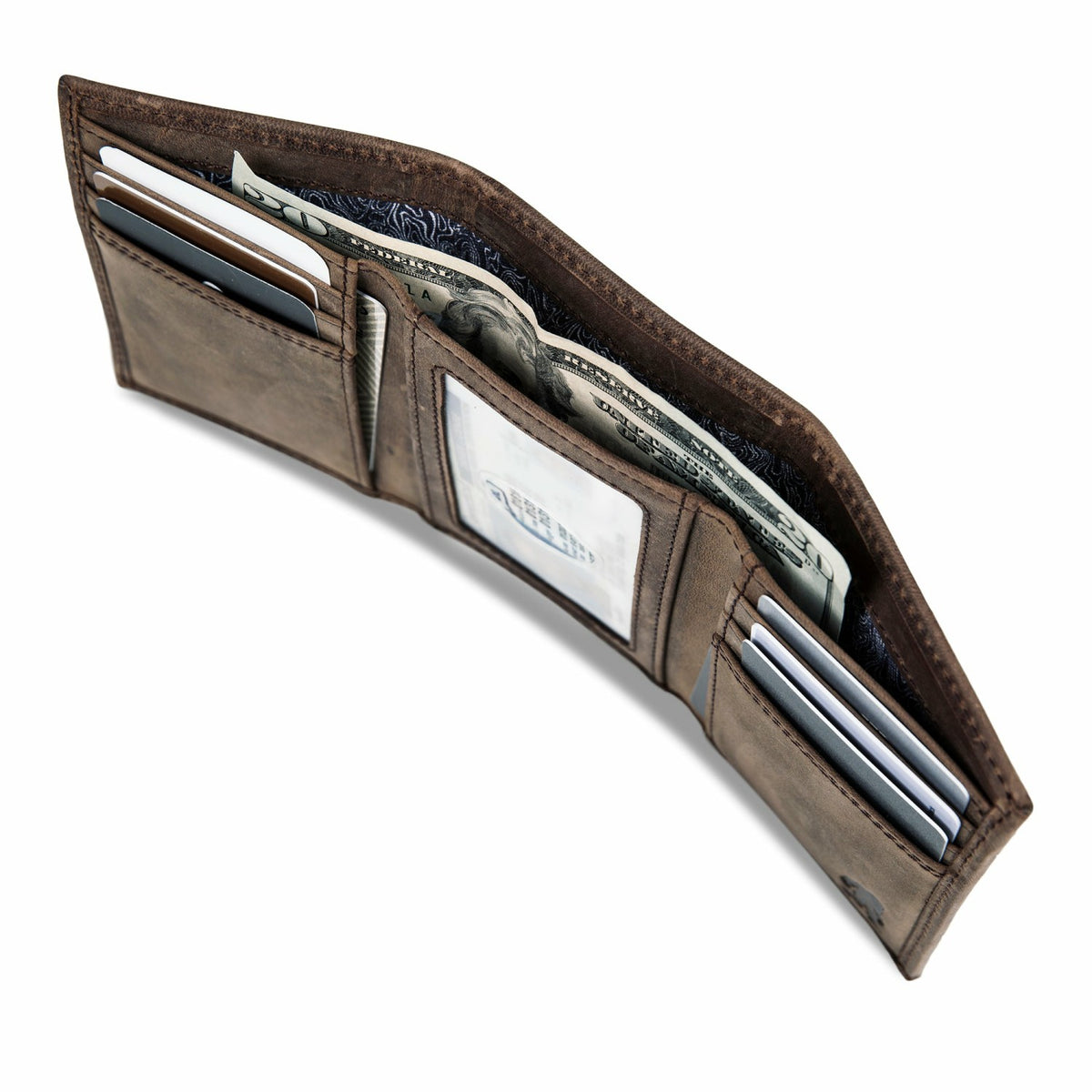 Eddie Bauer Leather Trifold Wallet with Embossed Sasquatch