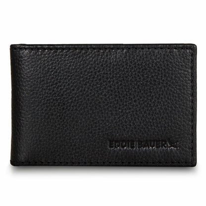 Eddie Bauer EB Signature Logo Leather Bifold with Money Clip Wallet