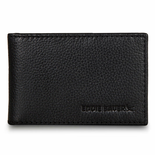 Eddie Bauer EB Signature Logo Leather Bifold with Money Clip Wallet