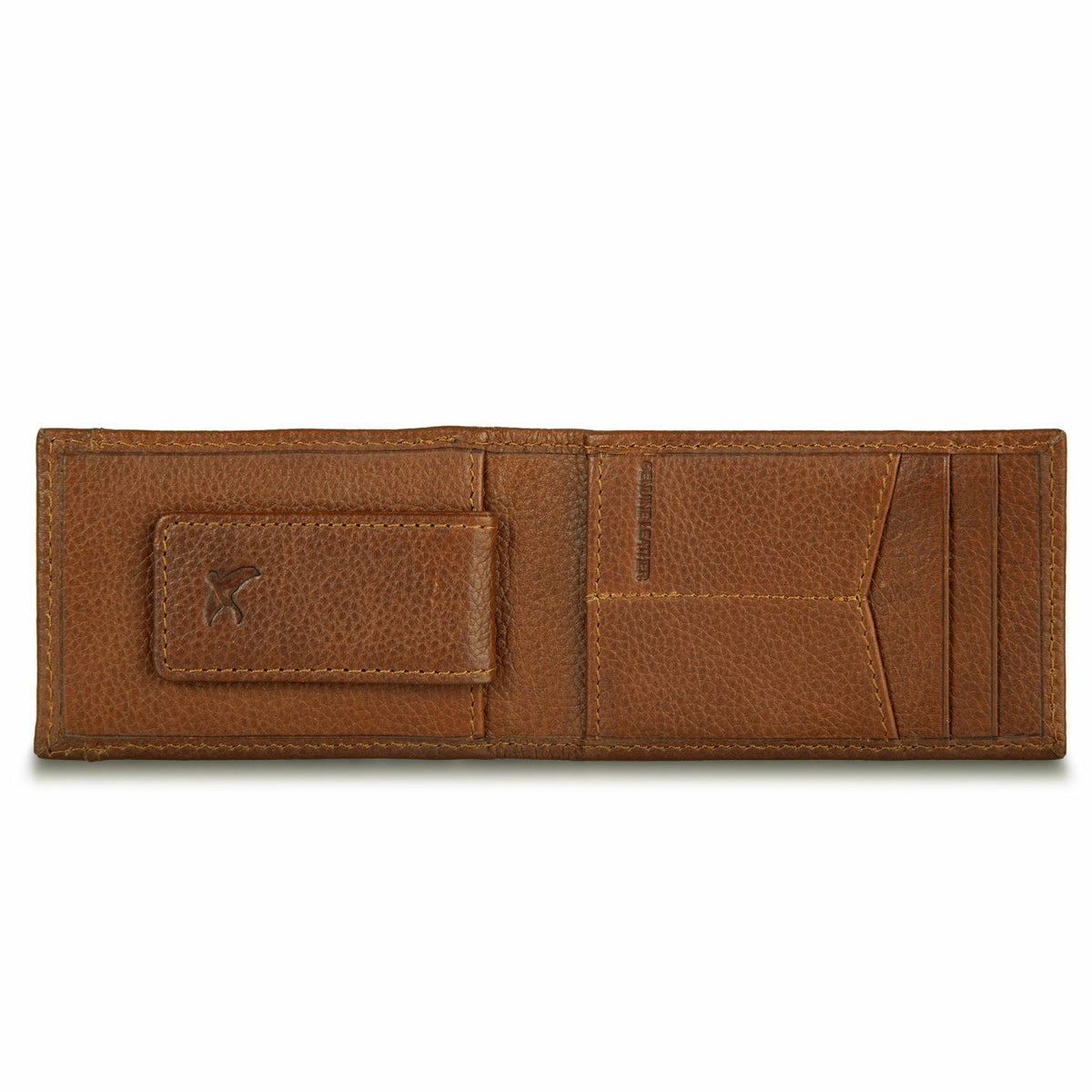 Eddie Bauer EB Signature Logo Leather Bifold with Money Clip Wallet
