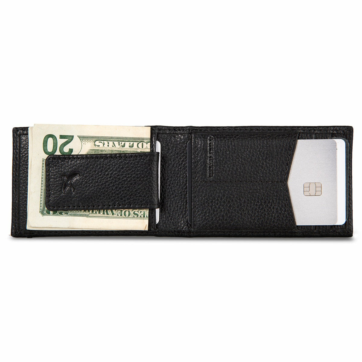 Eddie Bauer EB Signature Logo Leather Bifold with Money Clip Wallet