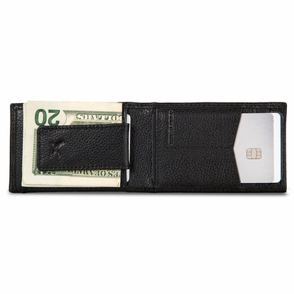 Eddie Bauer EB Signature Logo Leather Bifold with Money Clip Wallet