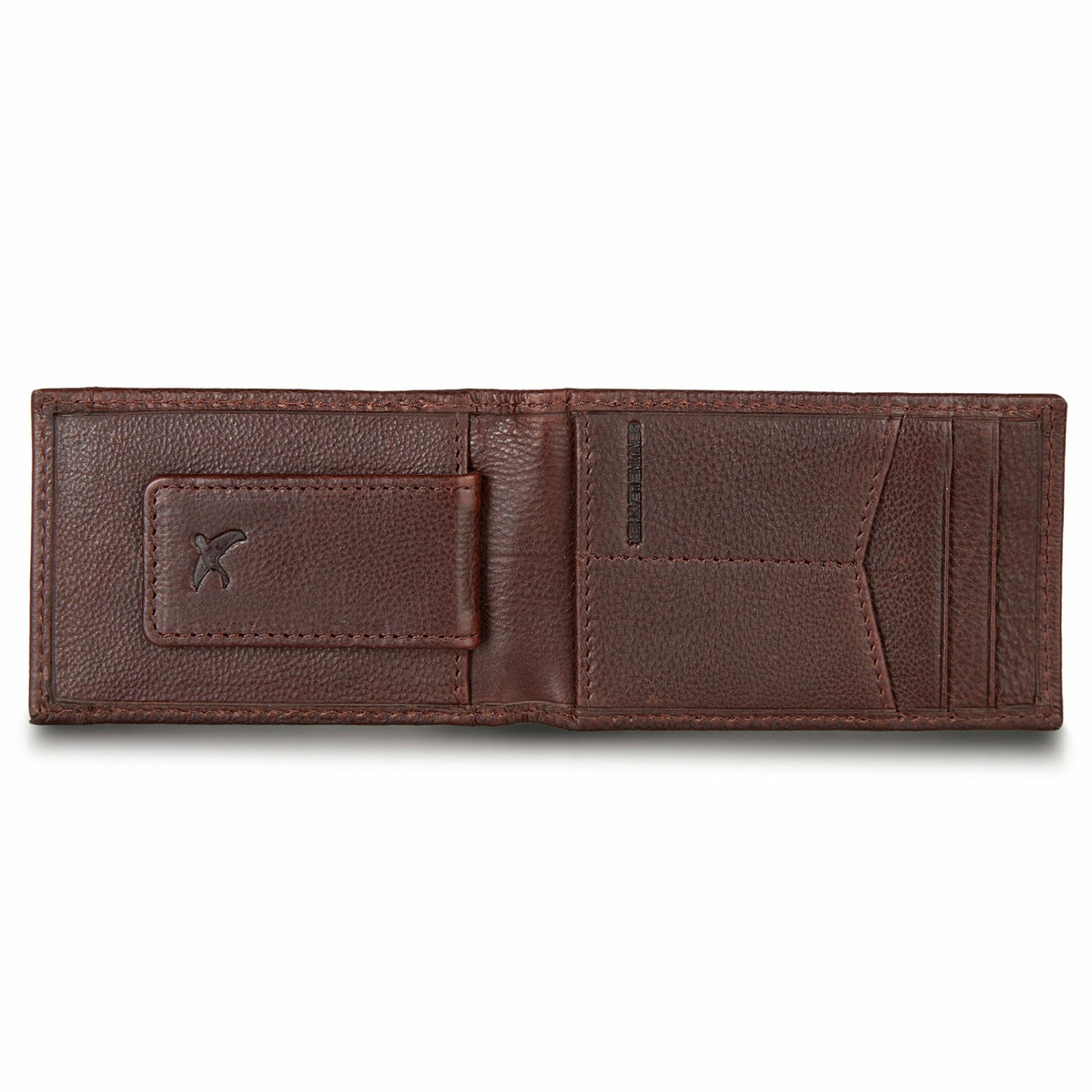 Eddie Bauer EB Signature Logo Leather Bifold with Money Clip Wallet