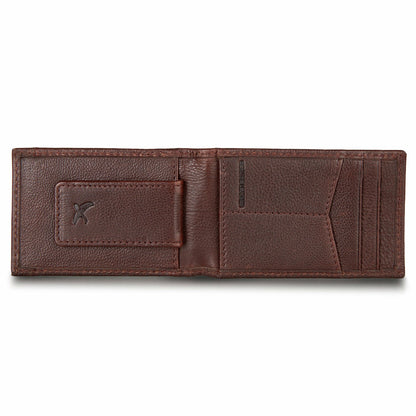 Eddie Bauer EB Signature Logo Leather Bifold with Money Clip Wallet