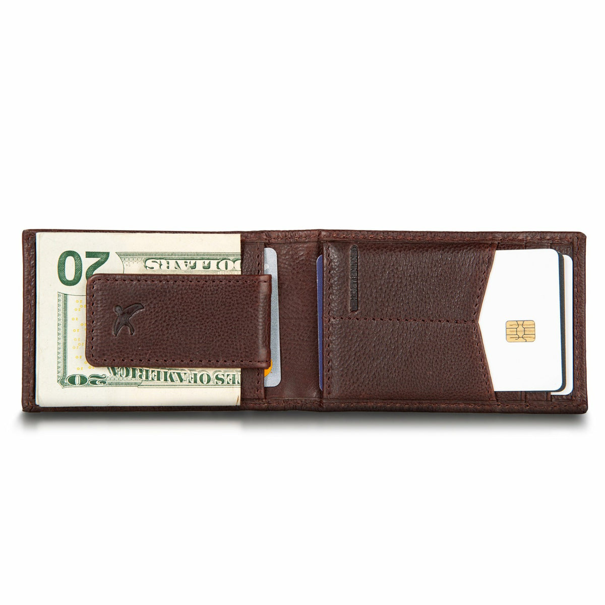 Eddie Bauer EB Signature Logo Leather Bifold with Money Clip Wallet