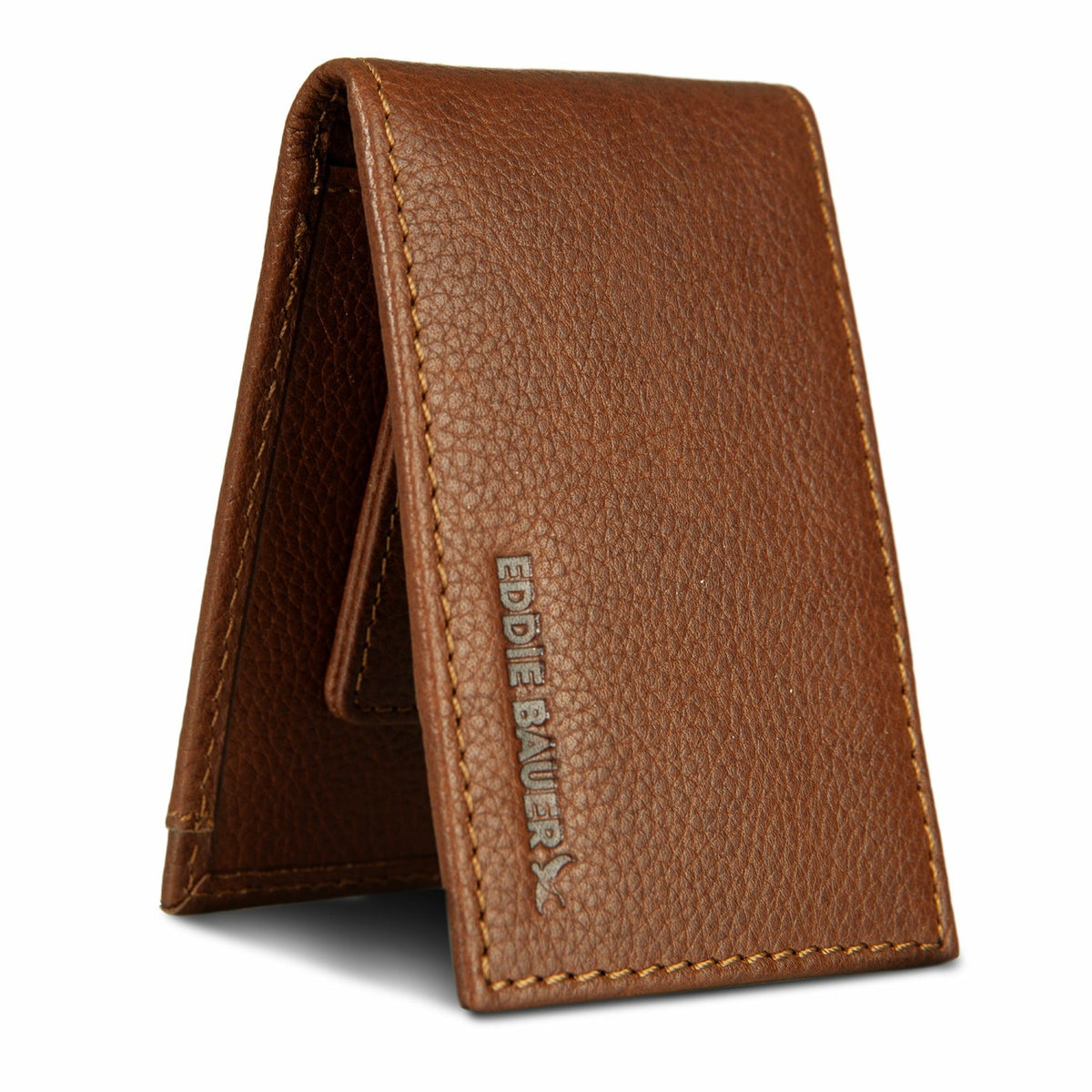 Eddie Bauer EB Signature Logo Leather Bifold with Money Clip Wallet