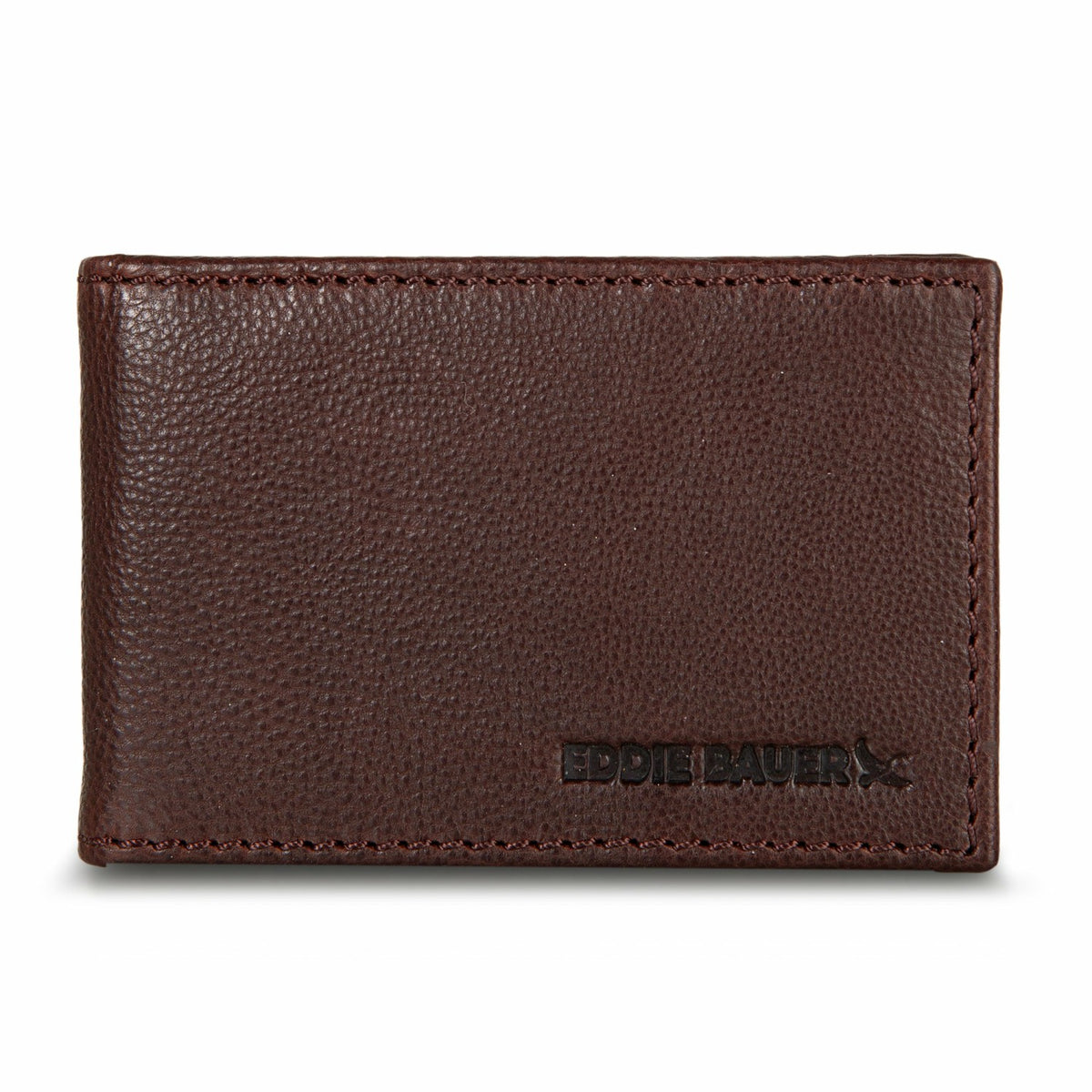Eddie Bauer EB Signature Logo Leather Bifold with Money Clip Wallet