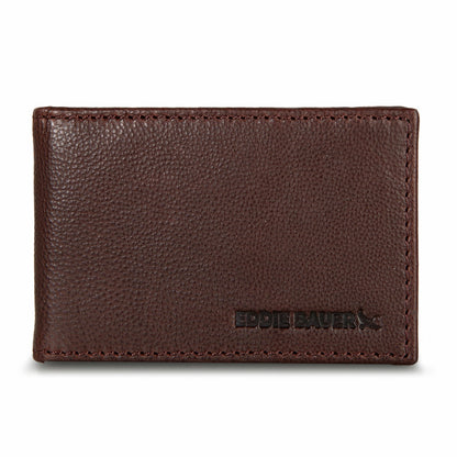 Eddie Bauer EB Signature Logo Leather Bifold with Money Clip Wallet
