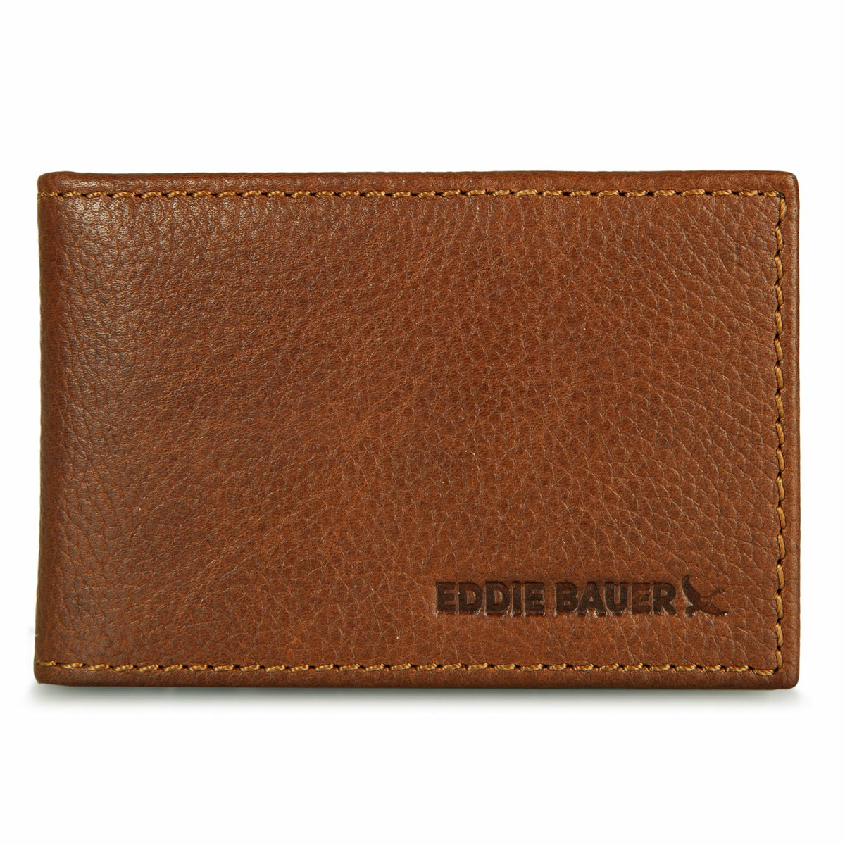 Eddie Bauer EB Signature Logo Leather Bifold with Money Clip Wallet