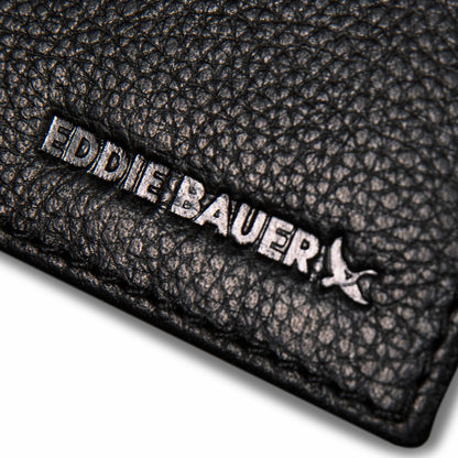Eddie Bauer EB Signature Logo Leather Bifold with Money Clip Wallet
