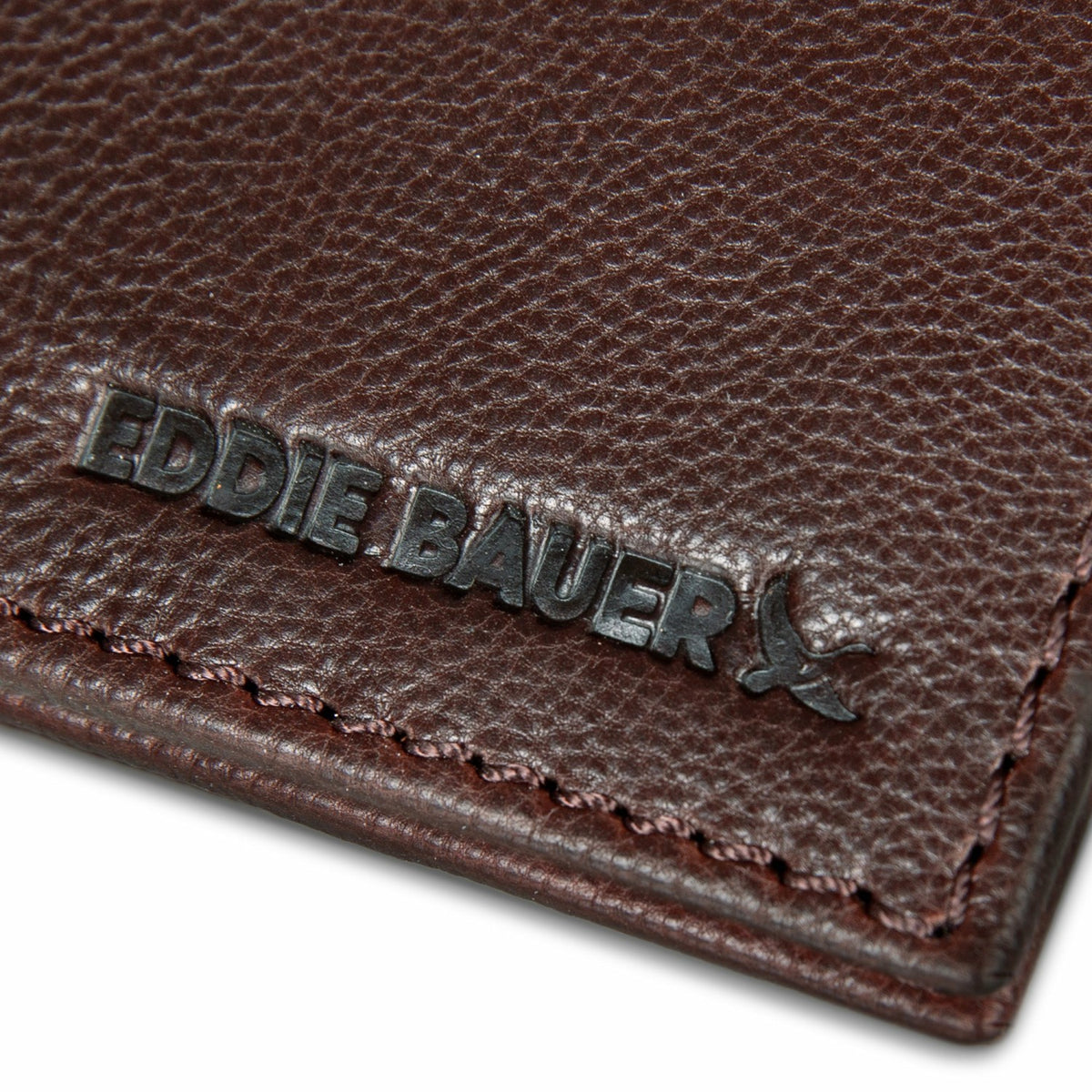 Eddie Bauer EB Signature Logo Leather Bifold with Money Clip Wallet