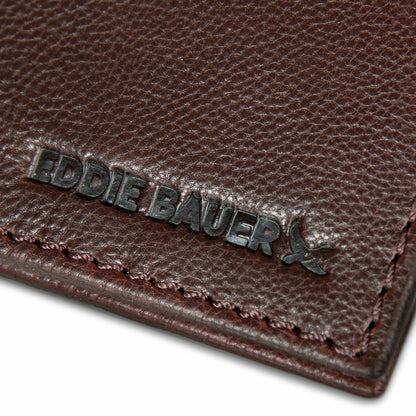 Eddie Bauer EB Signature Logo Leather Bifold with Money Clip Wallet