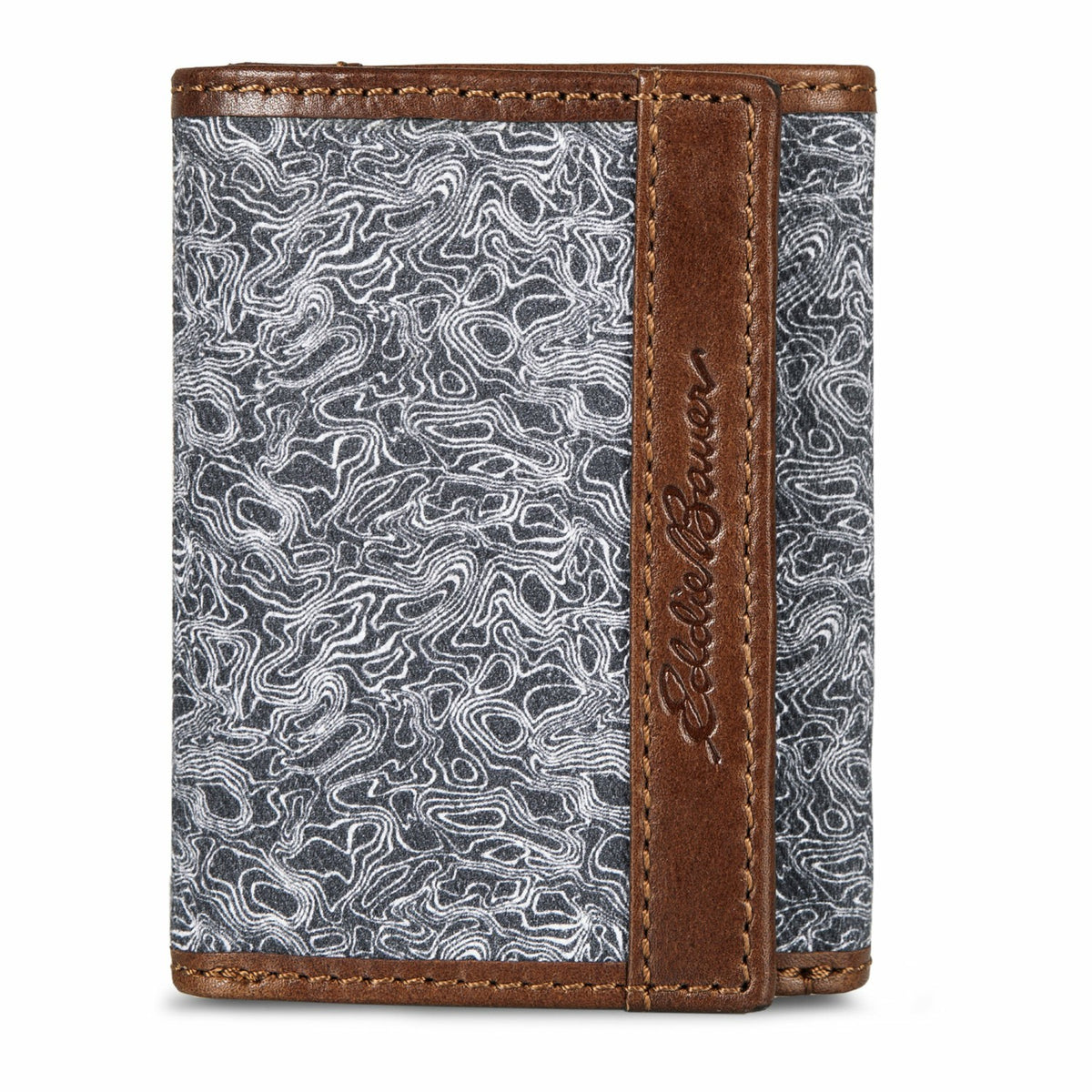 Eddie Bauer Pioneer Leather and Printed Cotton Canvas Trifold Wallet